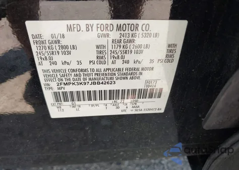 2018 Ford Edge Titanium from USA, damaged, VIN 2FMPK3K97JBB42623